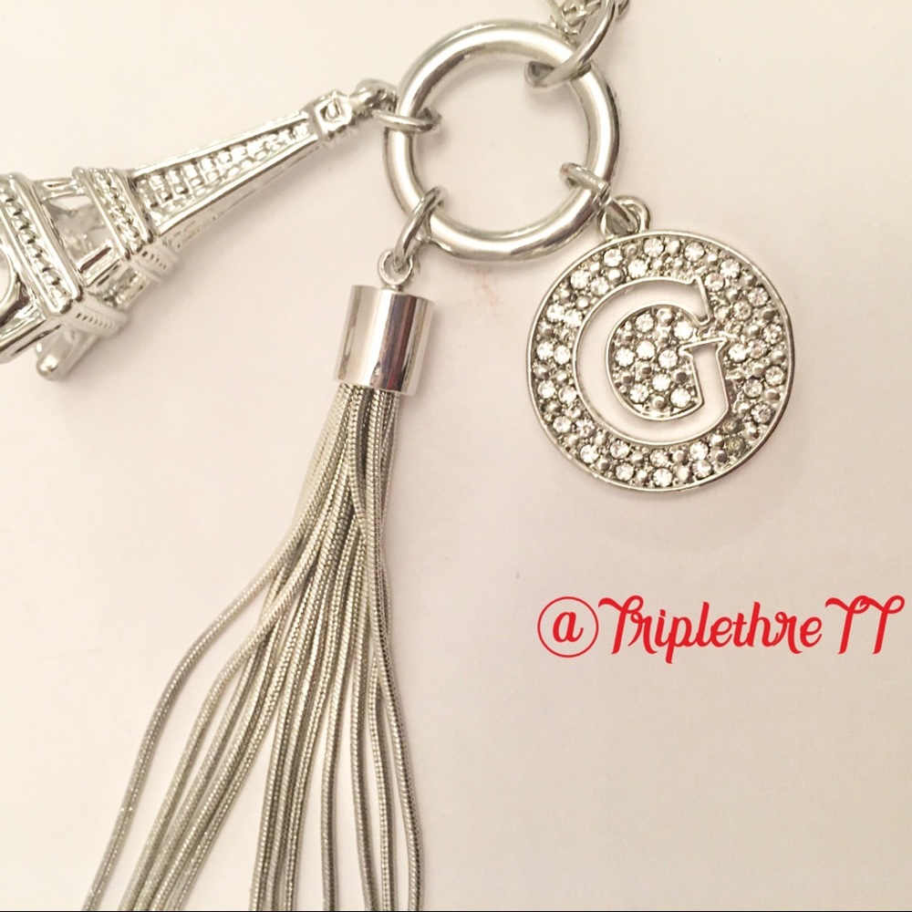 Guess Multi Layer Necklace SilverTone/ Rhinestone
